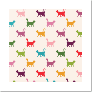 Pattern colorful cats lovers Posters and Art